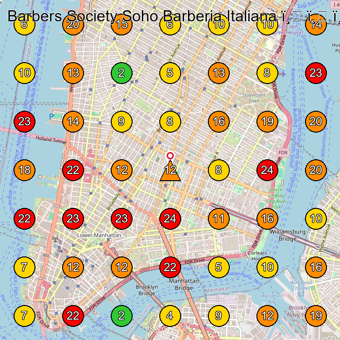 Barbers Society Soho Barberia Italiana ️ ️ ️ ️ ️ Barber Shop GeoGrid ranking map for New York NY